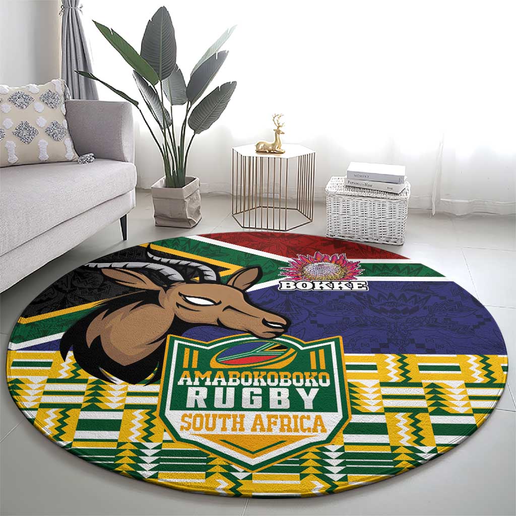 South Africa Rugby Round Carpet Go Bokke-Amabokoboko Spirit - Wonder Print Shop