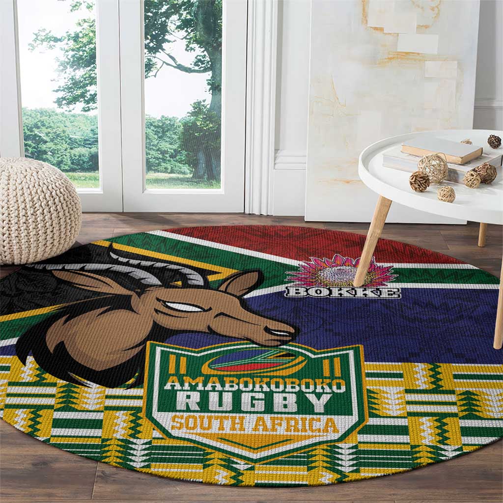 South Africa Rugby Round Carpet Go Bokke-Amabokoboko Spirit - Wonder Print Shop
