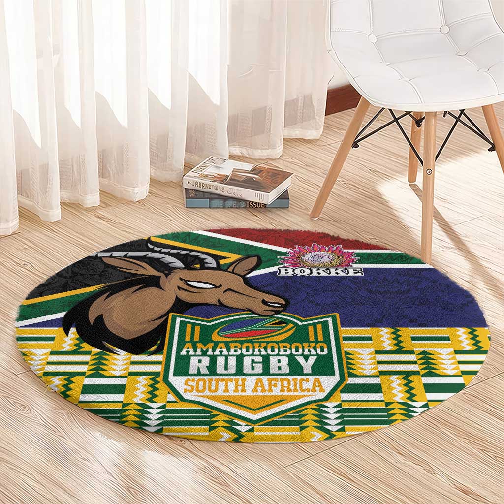 South Africa Rugby Round Carpet Go Bokke-Amabokoboko Spirit - Wonder Print Shop
