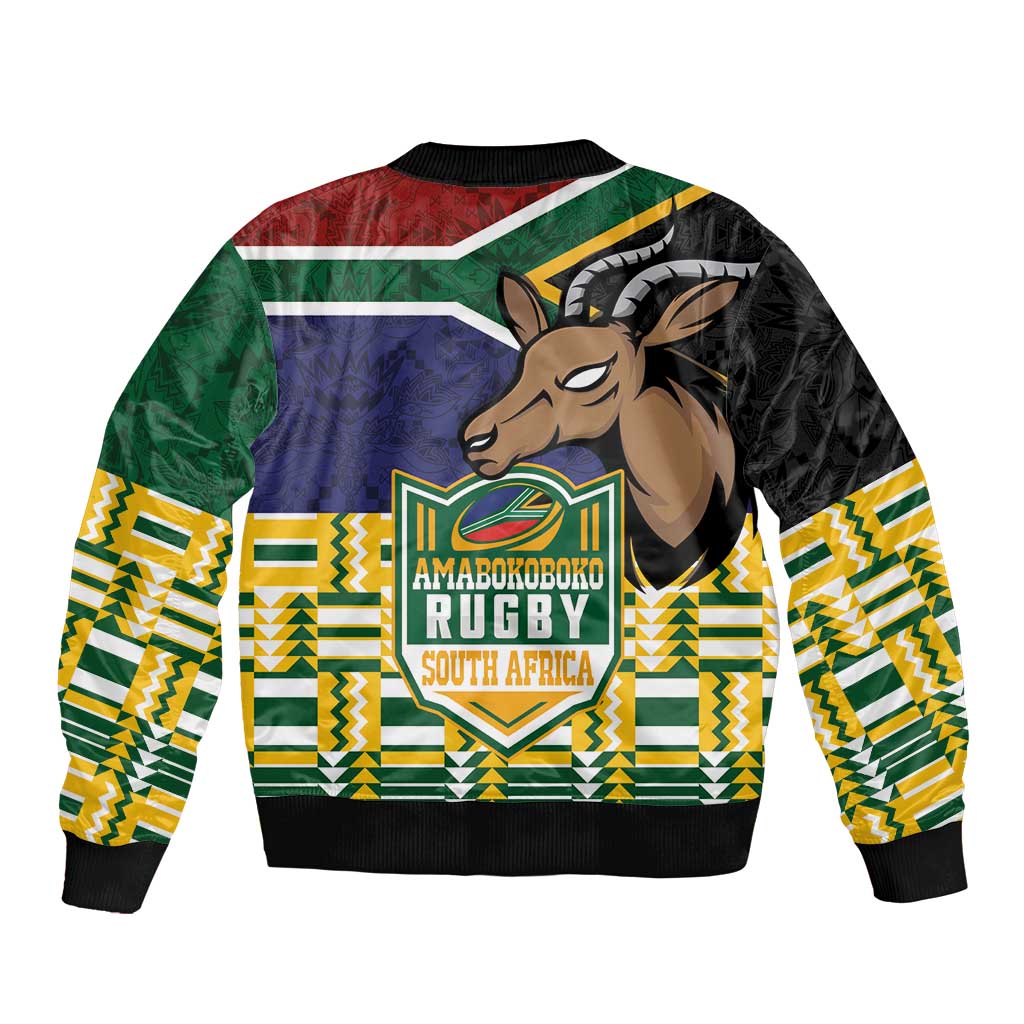South Africa Rugby Sleeve Zip Bomber Jacket Go Bokke-Amabokoboko Spirit - Wonder Print Shop
