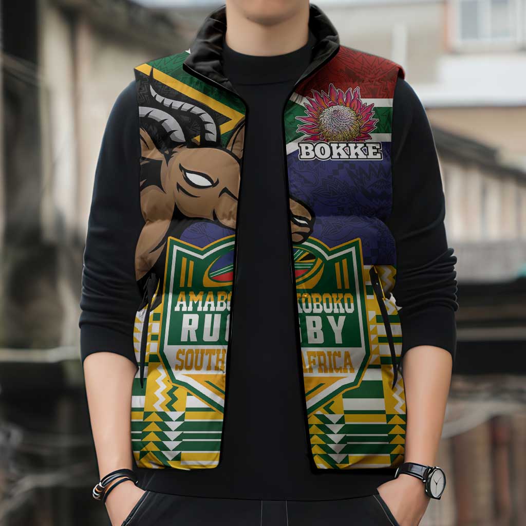 South Africa Rugby Sleeveless Puffer Jacket Go Bokke-Amabokoboko Spirit - Wonder Print Shop