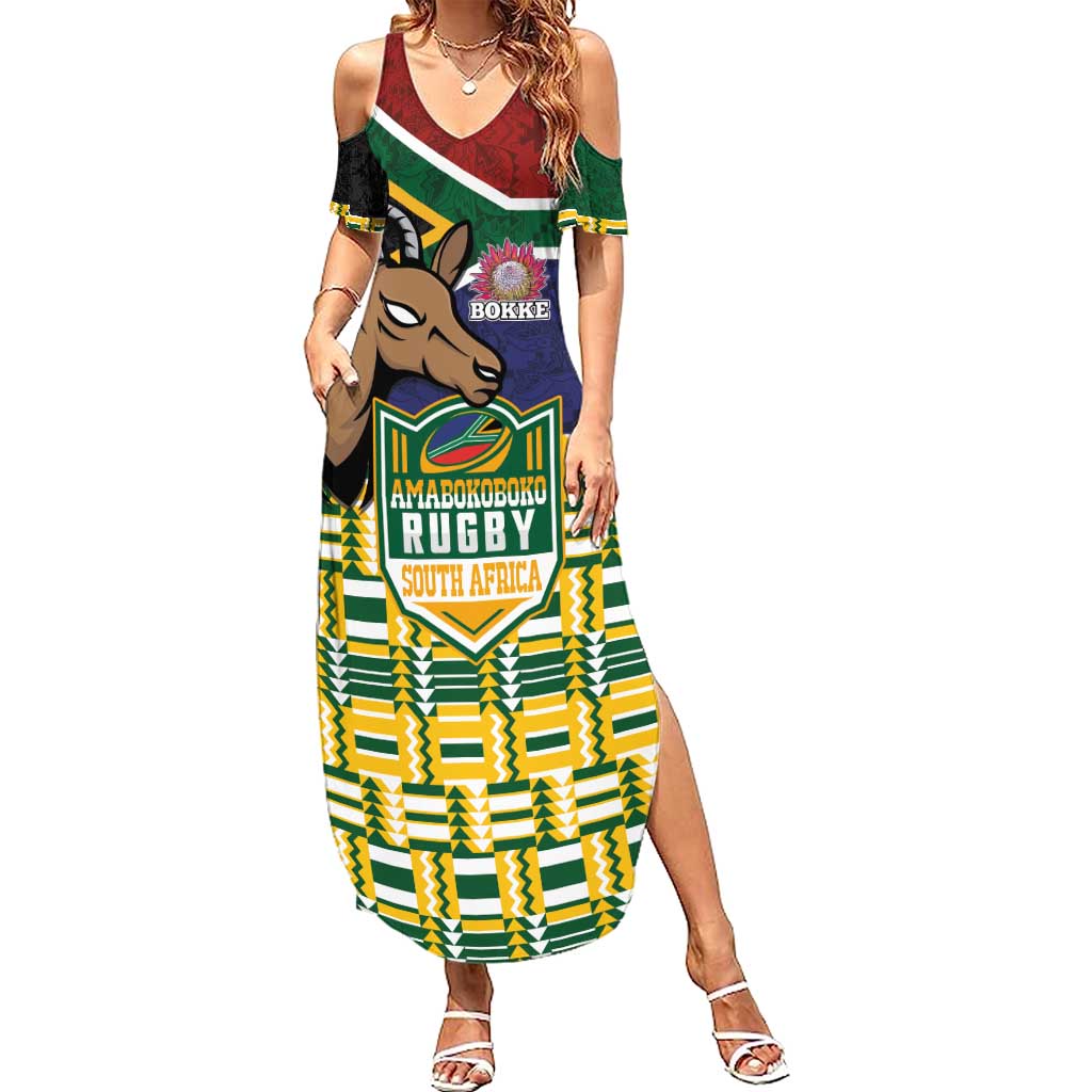 South Africa Rugby Summer Maxi Dress Go Bokke-Amabokoboko Spirit - Wonder Print Shop