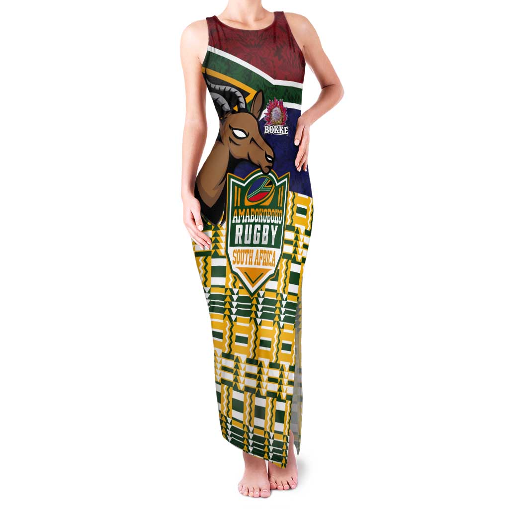 South Africa Rugby Tank Maxi Dress Go Bokke-Amabokoboko Spirit - Wonder Print Shop