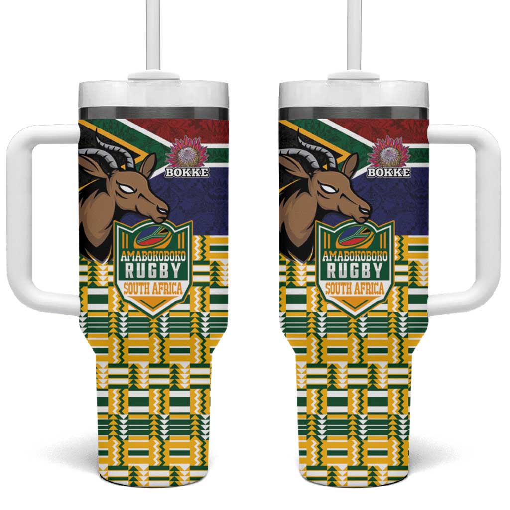 South Africa Rugby Tumbler With Handle Go Bokke-Amabokoboko Spirit - Wonder Print Shop