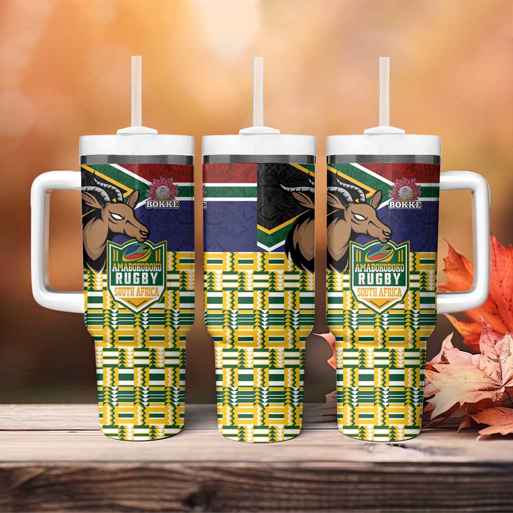 South Africa Rugby Tumbler With Handle Go Bokke-Amabokoboko Spirit - Wonder Print Shop