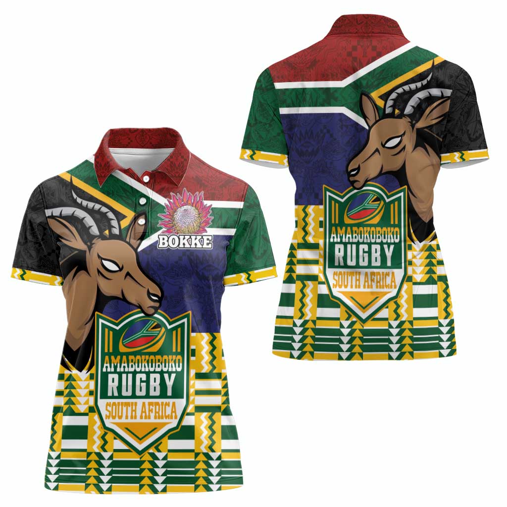 South Africa Rugby Women Polo Shirt Go Bokke-Amabokoboko Spirit - Wonder Print Shop