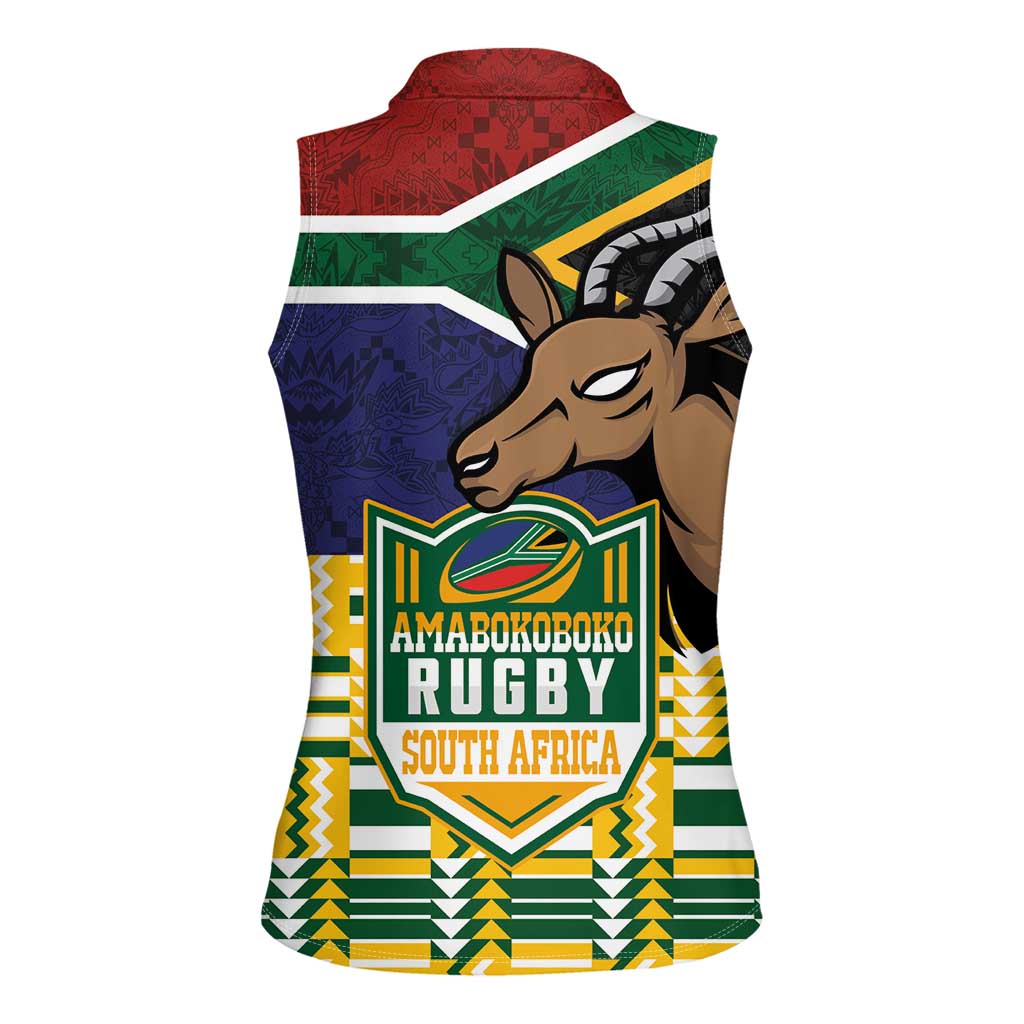 South Africa Rugby Women Sleeveless Polo Shirt Go Bokke-Amabokoboko Spirit - Wonder Print Shop