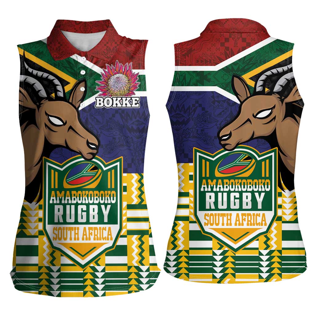 South Africa Rugby Women Sleeveless Polo Shirt Go Bokke-Amabokoboko Spirit - Wonder Print Shop