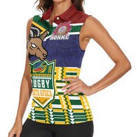 South Africa Rugby Women Sleeveless Polo Shirt Go Bokke-Amabokoboko Spirit - Wonder Print Shop
