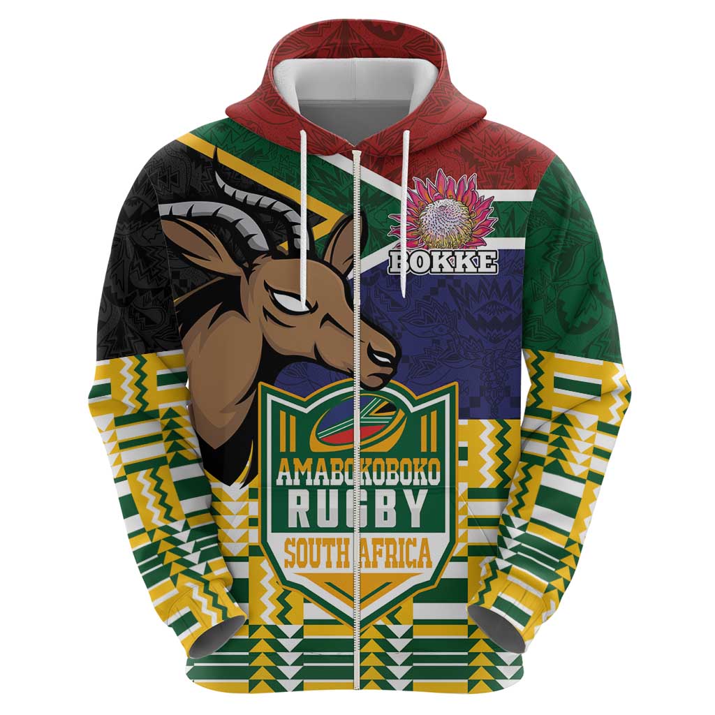 South Africa Rugby Zip Hoodie Go Bokke-Amabokoboko Spirit - Wonder Print Shop