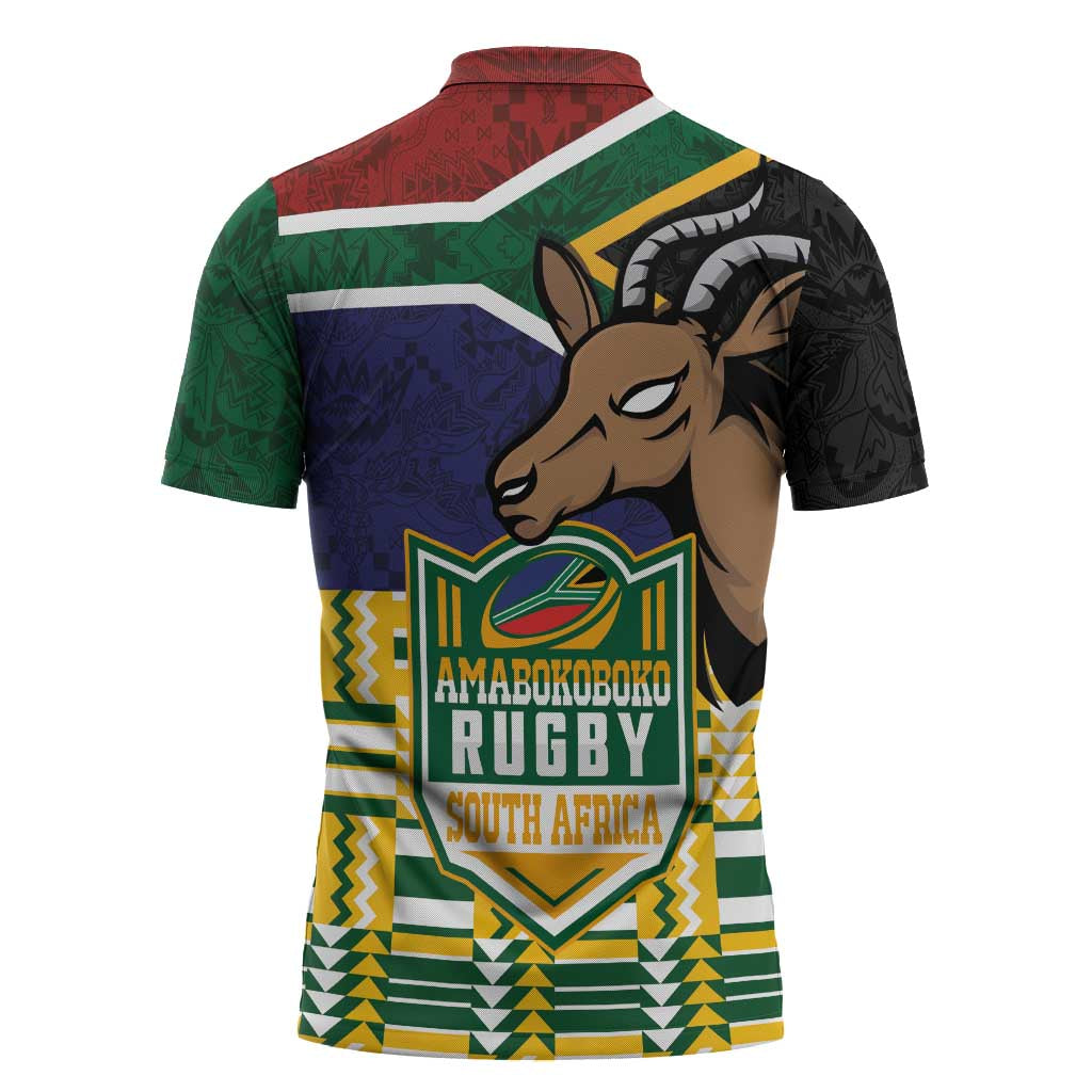 South Africa Rugby Zipper Polo Shirt Go Bokke-Amabokoboko Spirit - Wonder Print Shop