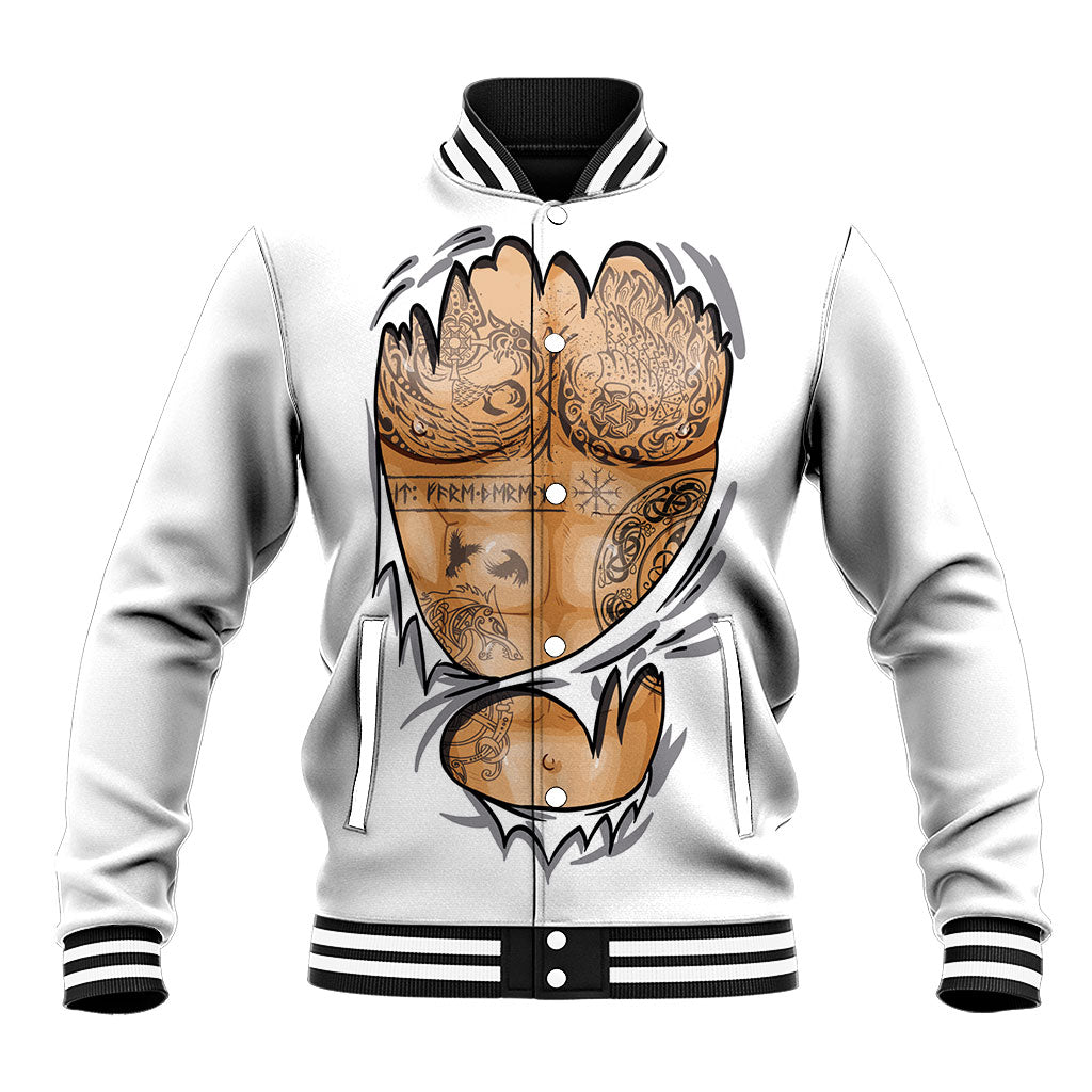 Viking Art Baseball Jacket Tattoo Reveal Effect