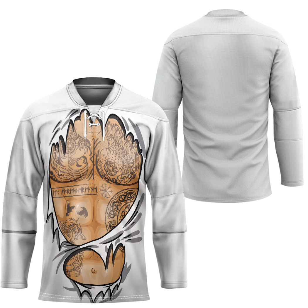 Viking Art Hockey Jersey Tattoo Reveal Effect