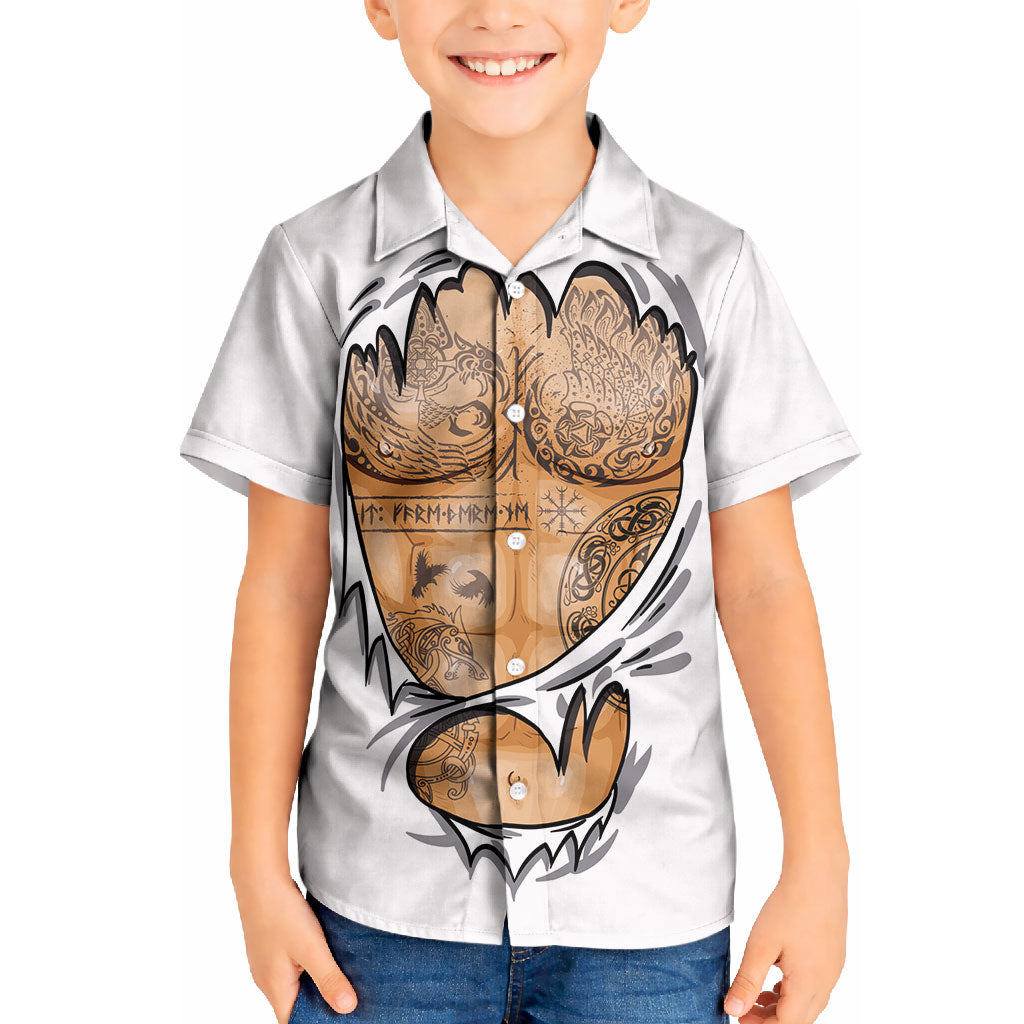 Viking Art Kid Hawaiian Shirt Tattoo Reveal Effect