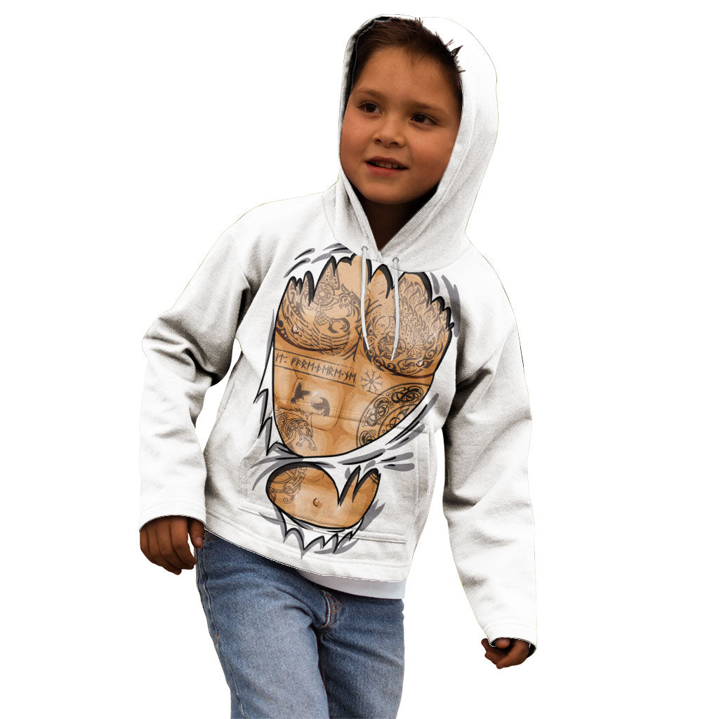 Viking Art Kid Hoodie Tattoo Reveal Effect
