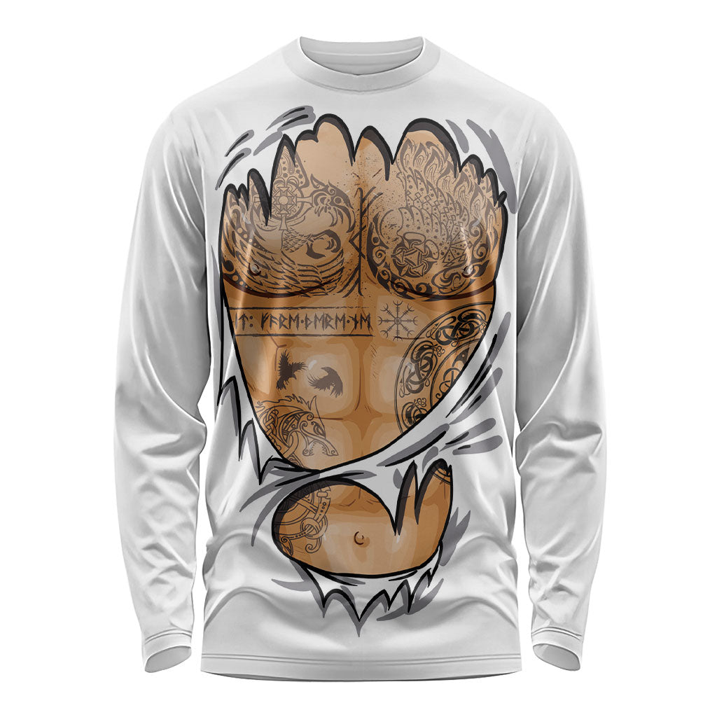 Viking Art Long Sleeve Shirt Tattoo Reveal Effect