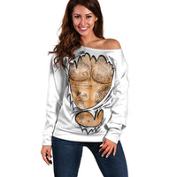 Viking Art Off Shoulder Sweater Tattoo Reveal Effect