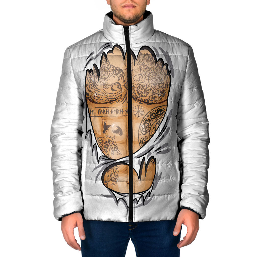 Viking Art Padded Jacket Tattoo Reveal Effect