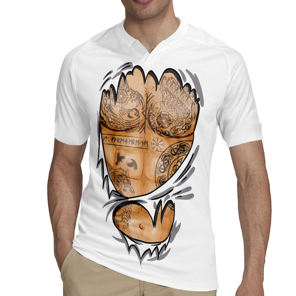 Viking Art Rugby Jersey Tattoo Reveal Effect