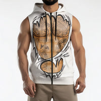 Viking Art Sleeveless Zip Hoodie Tattoo Reveal Effect