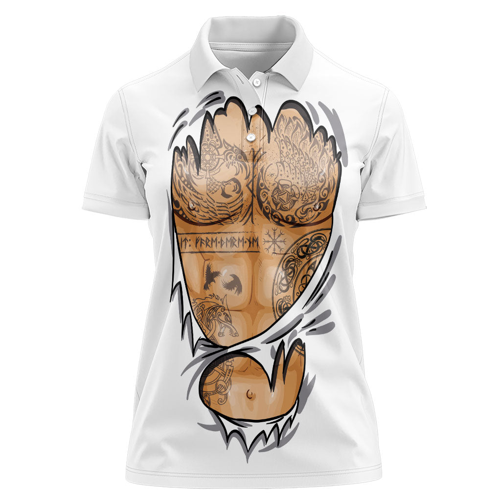 Viking Art Women Polo Shirt Tattoo Reveal Effect