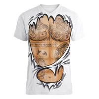 Viking Art Women V-Neck T-Shirt Tattoo Reveal Effect