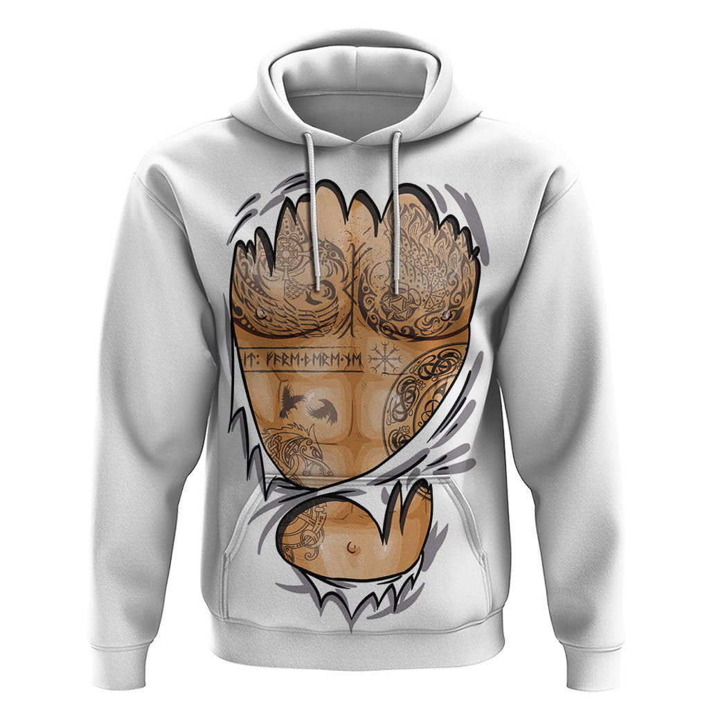 Viking Art Zip Hoodie Tattoo Reveal Effect