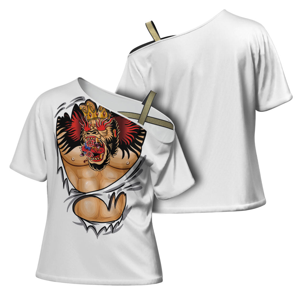 The Notorious Cross Shoulder Shirt Tattoo Reveal Effect