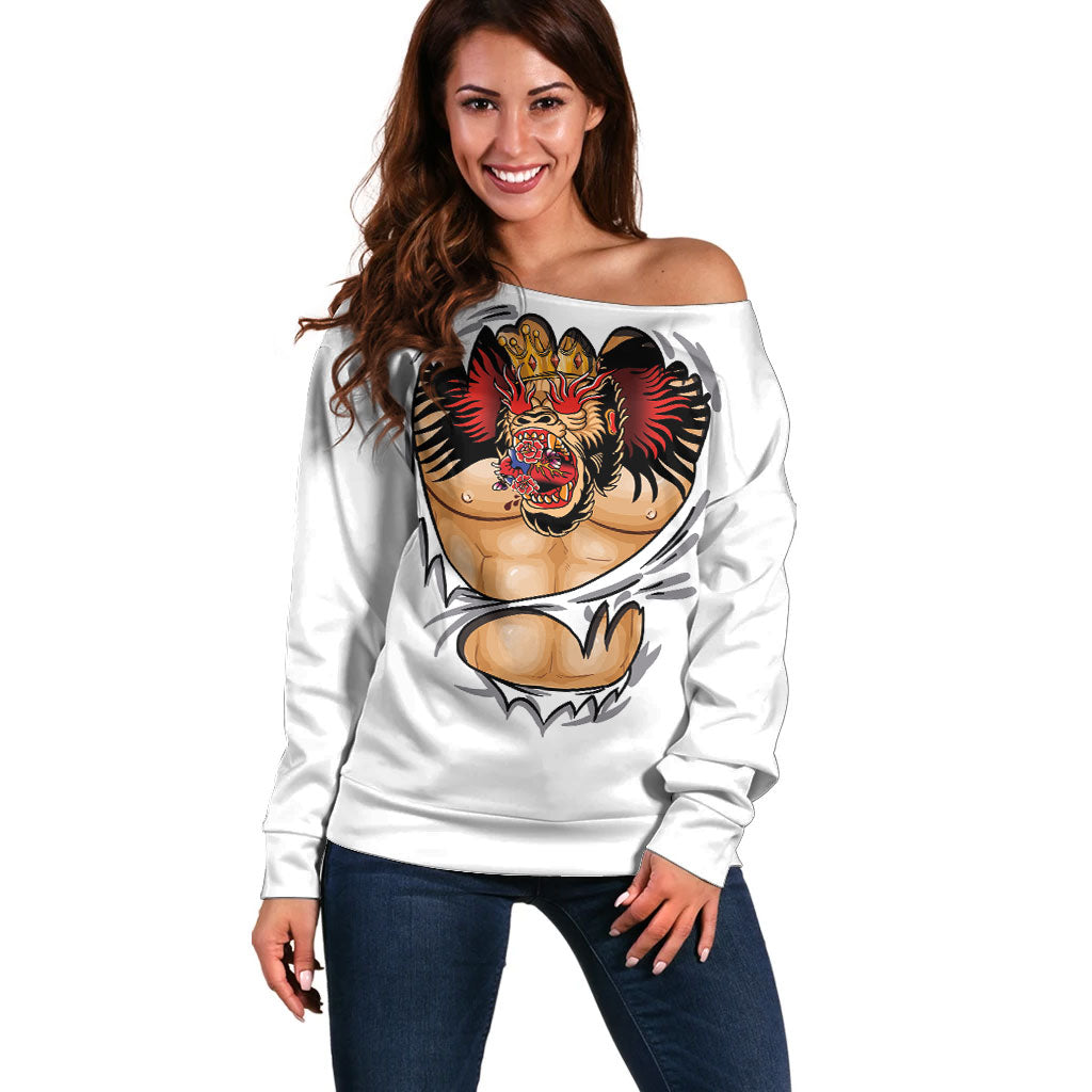 The Notorious Off Shoulder Sweater Tattoo Reveal Effect