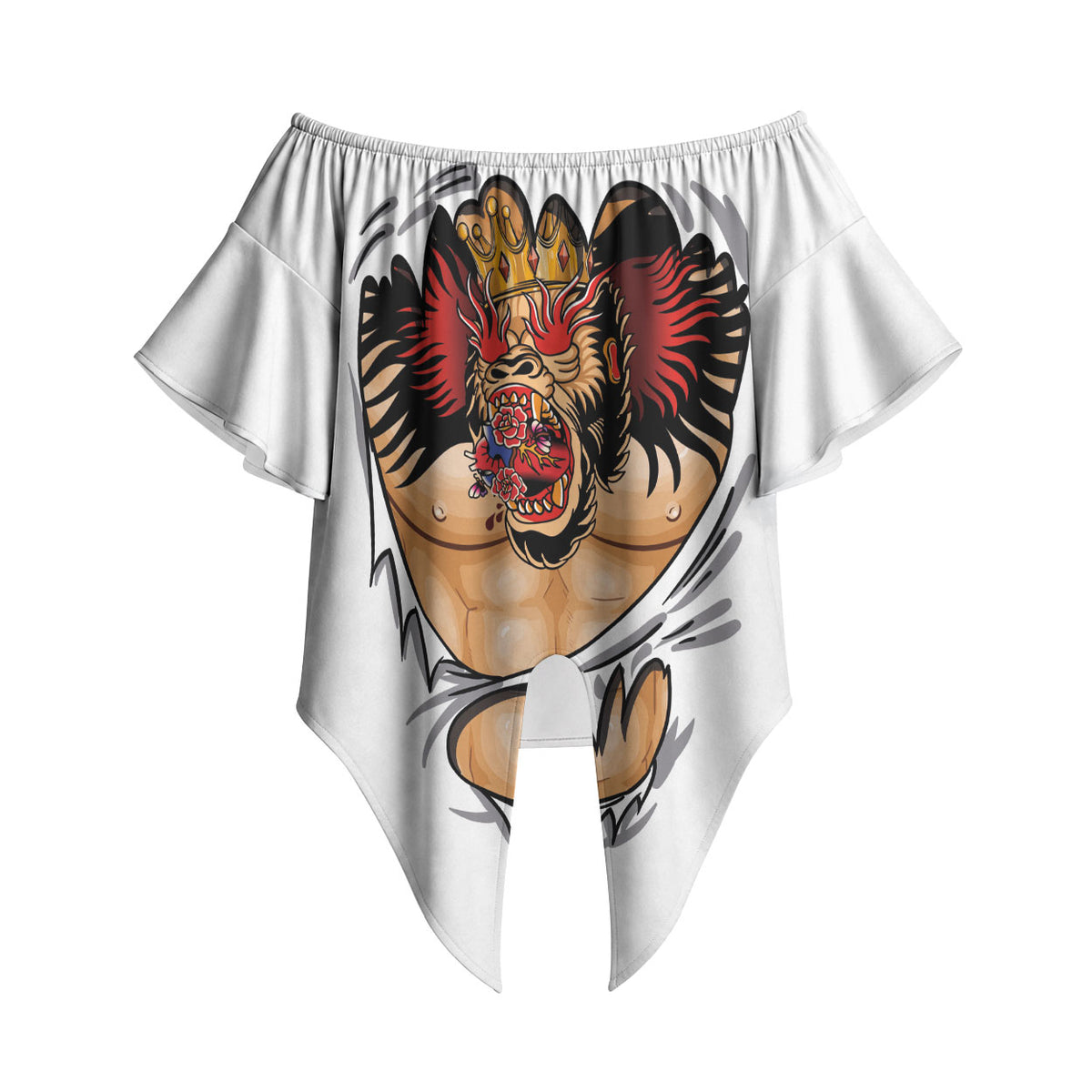 The Notorious Off Shoulder Wrap Waist Top Tattoo Reveal Effect
