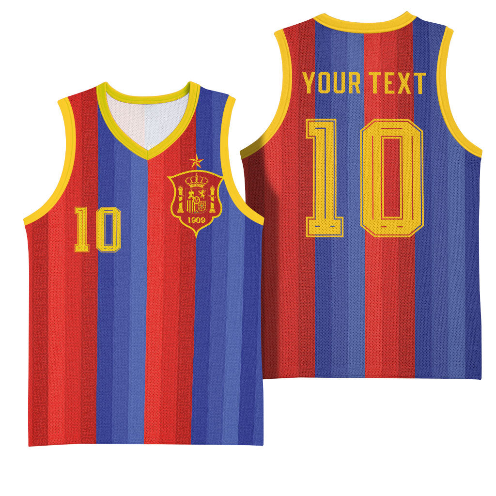 Spain 2026 Football Custom Basketball Jersey La Roja x Blaugrana
