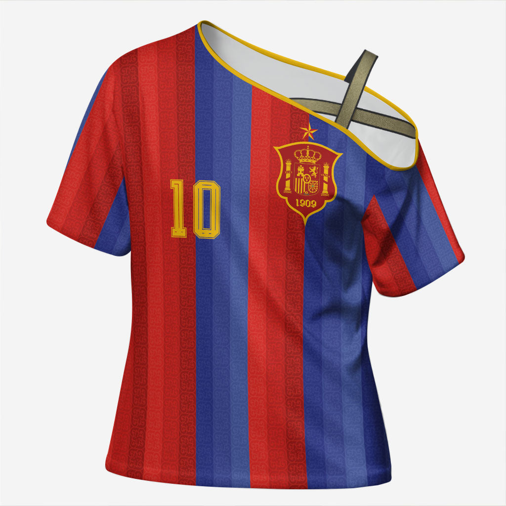 Spain 2026 Football Custom Cross Shoulder Shirt La Roja x Blaugrana