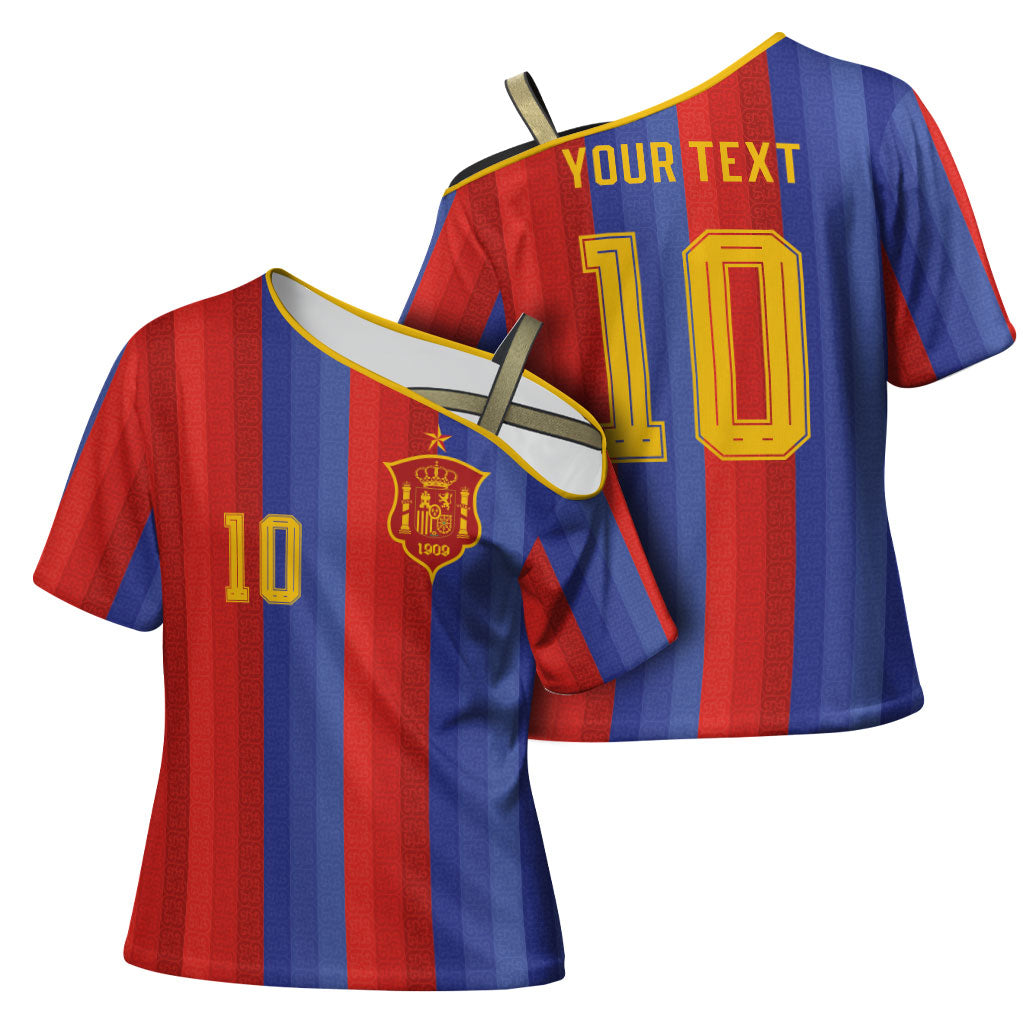 Spain 2026 Football Custom Cross Shoulder Shirt La Roja x Blaugrana