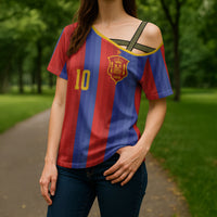 Spain 2026 Football Custom Cross Shoulder Shirt La Roja x Blaugrana