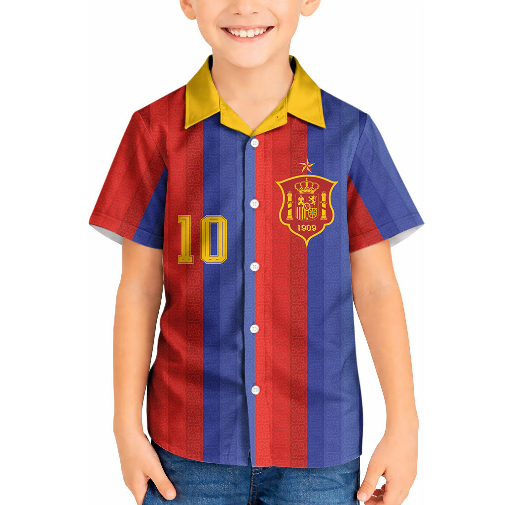 Spain 2026 Football Custom Kid Hawaiian Shirt La Roja x Blaugrana