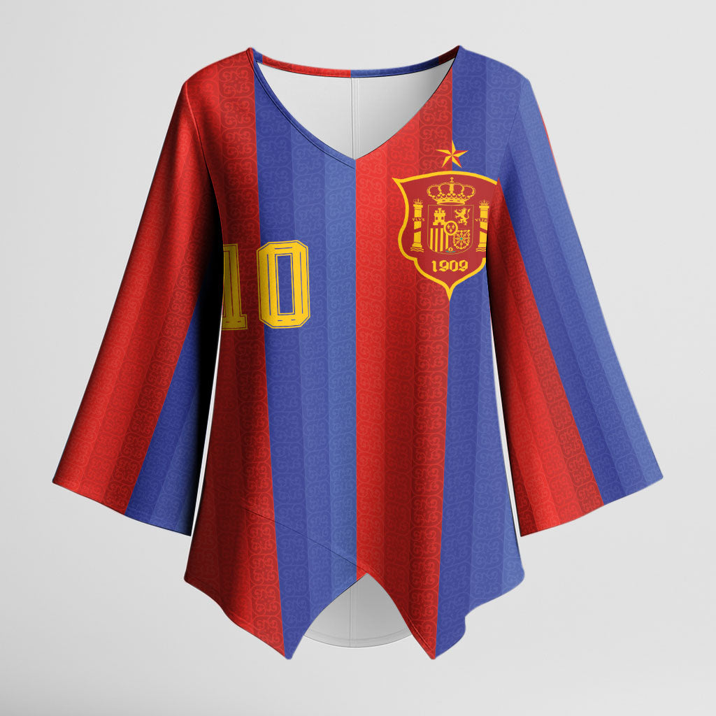 Spain 2026 Football Custom Kimono Sleeve Blouse La Roja x Blaugrana