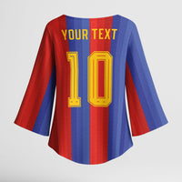 Spain 2026 Football Custom Kimono Sleeve Blouse La Roja x Blaugrana