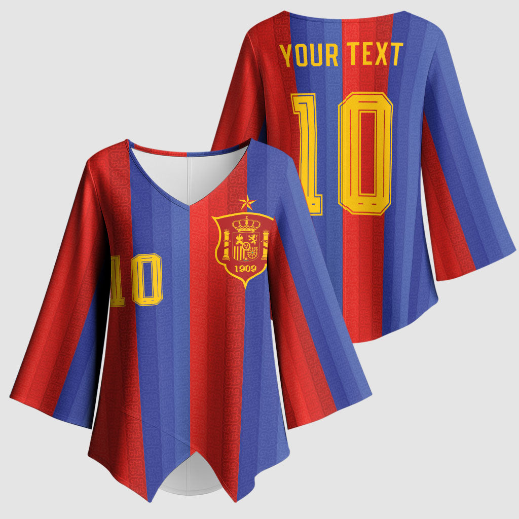 Spain 2026 Football Custom Kimono Sleeve Blouse La Roja x Blaugrana