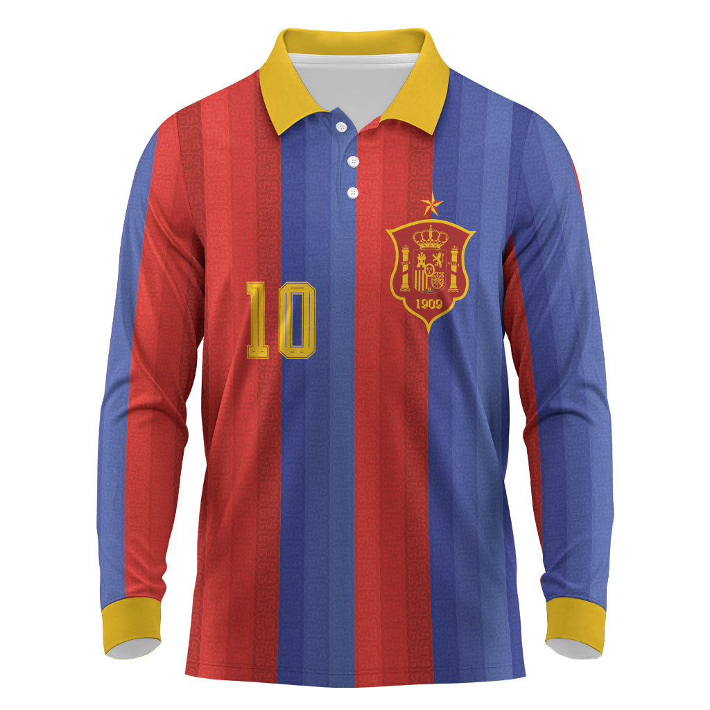 Spain 2026 Football Custom Long Sleeve Polo Shirt La Roja x Blaugrana