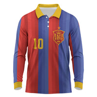 Spain 2026 Football Custom Long Sleeve Polo Shirt La Roja x Blaugrana
