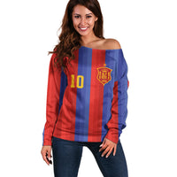 Spain 2026 Football Custom Off Shoulder Sweater La Roja x Blaugrana