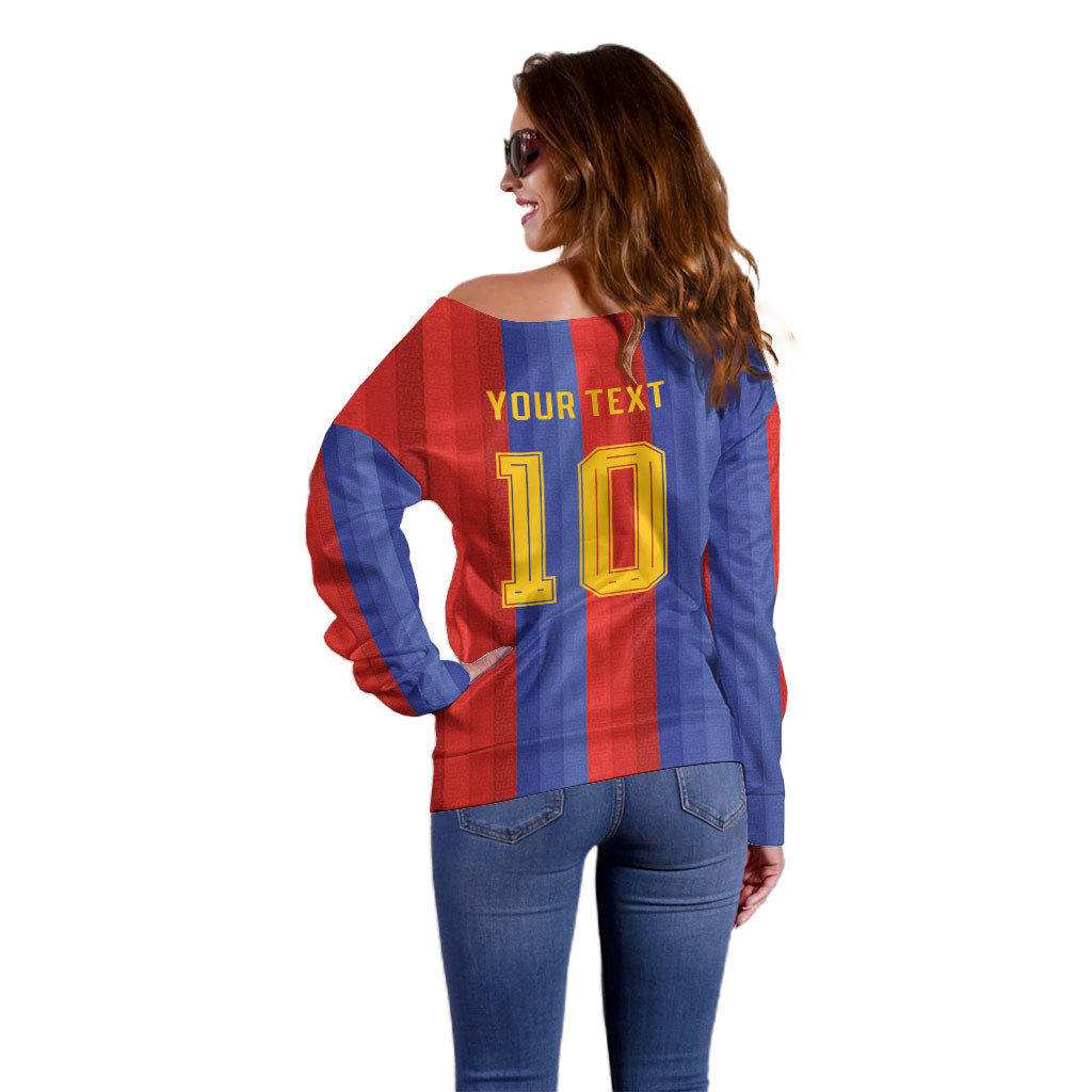 Spain 2026 Football Custom Off Shoulder Sweater La Roja x Blaugrana
