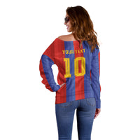Spain 2026 Football Custom Off Shoulder Sweater La Roja x Blaugrana