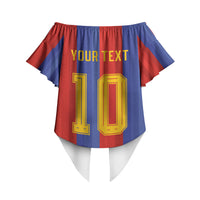 Spain 2026 Football Custom Off Shoulder Wrap Waist Top La Roja x Blaugrana