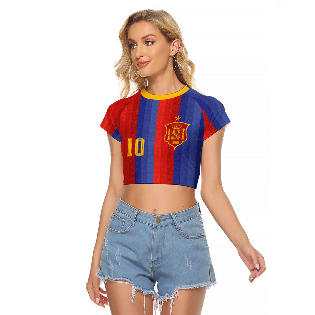 Spain 2026 Football Custom Raglan Cropped T Shirt La Roja x Blaugrana