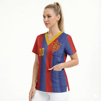 Spain 2026 Football Custom Scrub Top La Roja x Blaugrana
