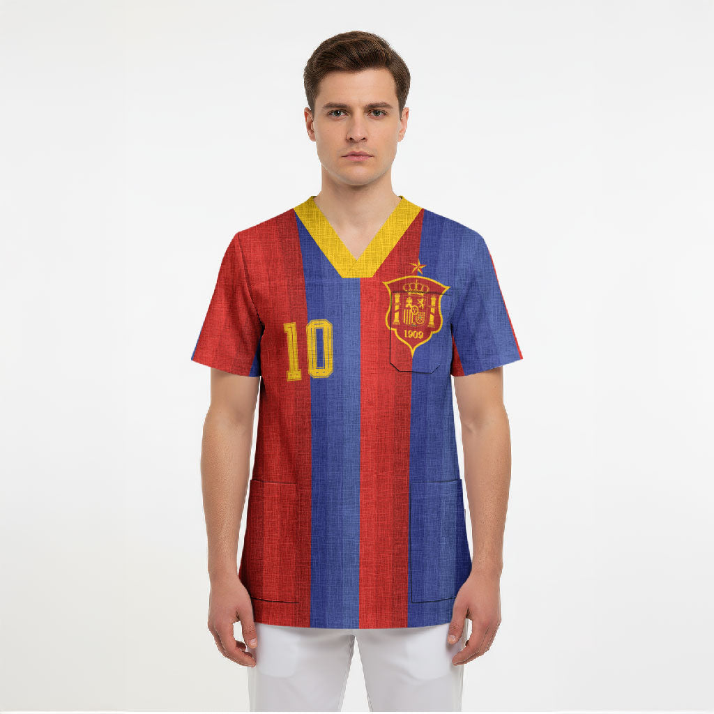 Spain 2026 Football Custom Scrub Top La Roja x Blaugrana
