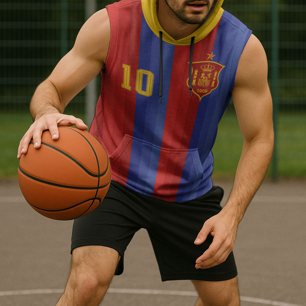 Spain 2026 Football Custom Sleeveless Hoodie La Roja x Blaugrana