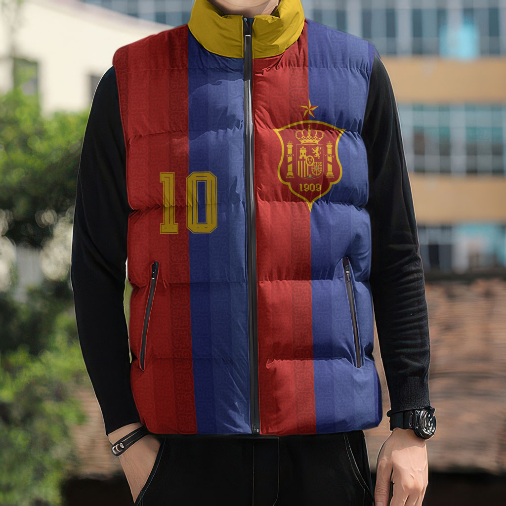 Spain 2026 Football Custom Sleeveless Puffer Jacket La Roja x Blaugrana