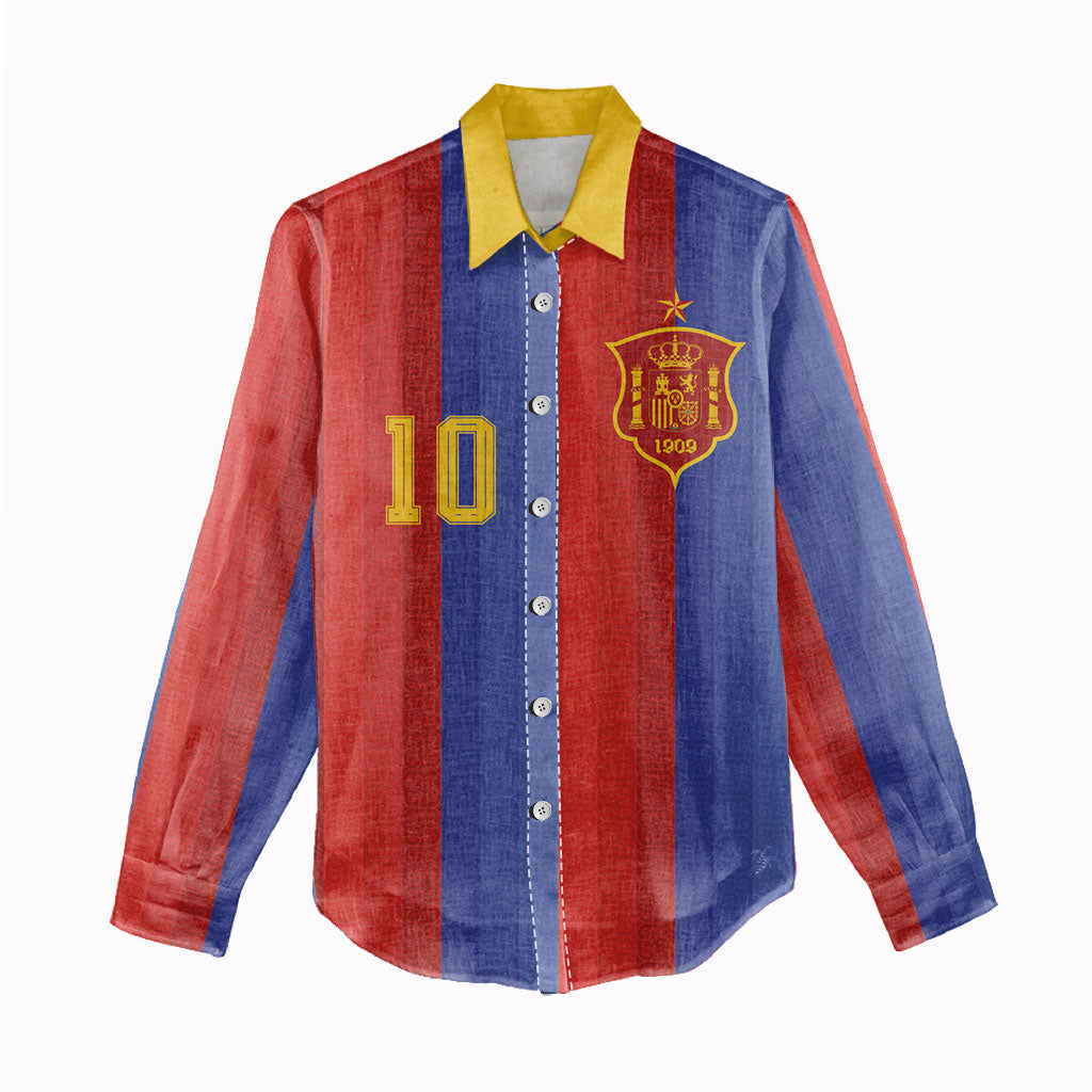Spain 2026 Football Custom Women Casual Shirt La Roja x Blaugrana